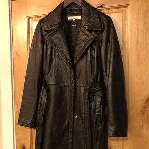 Wilson’s Leather REAL LEATHER Black Long Jacket